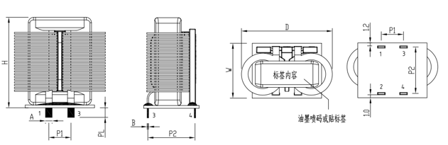 SQ4735扁平線電感封裝尺寸圖